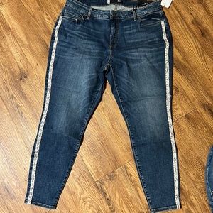 KUT FROM THE CLOTH donna ankle skinny size 16w with snake skindown side of legs